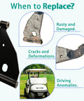 Front A-Arm Assembly Kit With Delta A-Plate For 2004 Plus Club Car Precedent And 2018 Plus Tempo Golf Carts Includes Installed Bushings Easy Fix For Loose Front End On Gas Or Electric Models Driver And Passenger Side black steel bracket