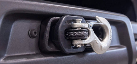 AEV Winch Hook Isolator Fairlead Protector Hook Stopper for Off Road Winching installed on vehicle bumper