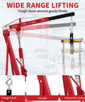 Heavy Duty 4400 LB Folding Cherry Picker Engine Hoist with hydraulic cylinder and tough hook for garage lifting.