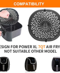 Vortex 7 Qt Air Fryer Replacement Grill Pan Set compatibility check for Power XL Vortex showing black crisper plate and air fryer models