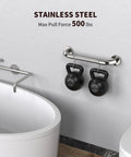 Two Pack 24 Inch Shower Grab Bars With Anti Slip Rubber Grip SUS304 Stainless Steel Bath Grab Bars Wall Mount Safety Handrail in use with kettlebells