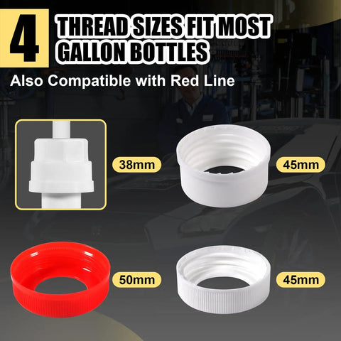 Handy 30cc Fluid Pump For Gallon Bottles With 4 Cap Adapters 38mm 40mm 43mm 50mm And Extension Tubes adapters image
