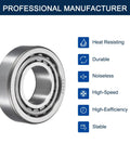 Two Pack 32206 Tapered Roller Bearing Cone And Cup Set, 30mm Bore, 62mm OD, chrome steel, shown with feature icons