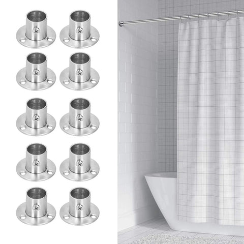 10 Set Flanged Holder Base For Closet Rods And Wardrobe Tubes Stainless Steel Bracket With Screws next to bathroom shower curtain