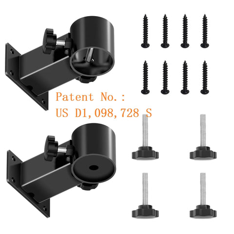 Heavy Duty Adjustable Patio Umbrella Holder Clamp Stand For Railing Mount with screws and knobs shown