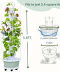 Vertical Hydroponic Tower Garden Kit With Trellis For Indoor And Outdoor Growing 40 Planting Pods Automatic Timer