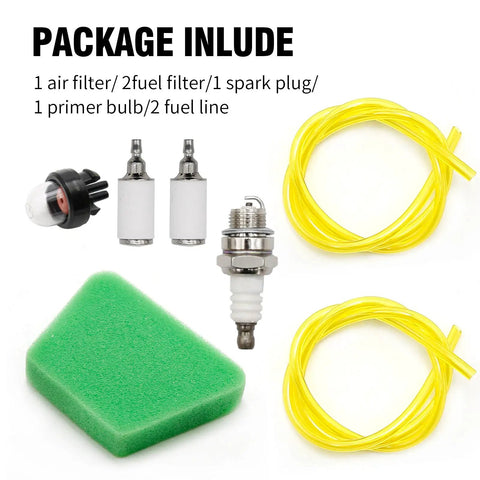 Two Size 2 Foot Fuel Line Hose Filter Kit With Primer Bulb And Spark Plug For Poulan Craftsman Chainsaw Replaces 530071835 530037793