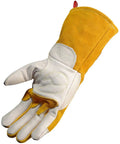 Rugged Cow Grain Welding Gloves For Mig And Stick, Unlined Yet Cushioned Palm, Two Layer Back Insulation, Kontour Fit, Size Medium