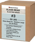 Box of Pro Grade Glass Bead Sandblasting Media For Rust Paint And Dirt Removal 20 To 30 Mesh Medium Large Size, 50 lb