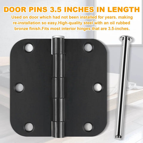 Six Pieces Of 3.5 Inch Indoor Door Hinge Pins Replacement For 3.5 Inch Oil Rubbed Bronze Hinge Pins And Screws In Silver Finish, Suitable For Interior And Commercial Doors, High Strength Steel Construction.
