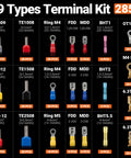 Ultimate Preciva Crimping Tool Kit Featuring Quick-Change 6-Jaw System, Heavy Duty Wire Stripper, Plus 285 Premium Terminals For Heat Shrink Insulated And Solar Connectors In Auto Or Home Jobs, 19 terminal types