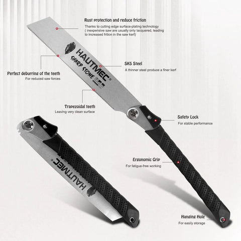 Foldable 9 Inch Kataba Pull Saw with 17 TPI SK5 Steel blade, ergonomic grip, and safety lock visible.