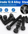 Top Shelf 190PC M6 Hex Socket Head Cap Screw And Nut Assortment Kit With Washers featuring durable 12.9 alloy steel bolts.