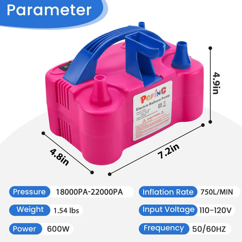 Electric Balloon Pump With Integrated Balloon Tying Tool All In One Portable Inflator Blower dimensions 7.2x4.8x4.9 inches