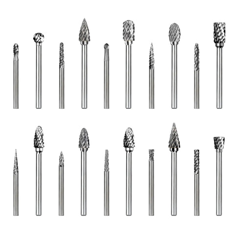 20 Piece Tungsten Carbide Burr Set With One Eighth Inch Shank For High Speed Metal Grinding Carving Polishing And Engraving On Wood Stone Steel And Plastic Pro Grade Heavy Duty For DIYers And Pros