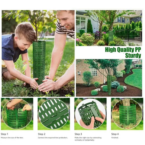 Tree Bark Protector Guard For Healthy Trees And Shrubs Essential Garden Supplies For Tree Health Maintenance Breathable Protective Wraps For Lawn Care Deer Proof Plant Cage For Backyard Orchard And Landscape Installation, green PP, 381 x 254 mm