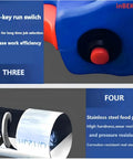 Close-up of Built Tough Heavy Duty Screw Conveyor Portable Grain Suction Pump control switch and stainless steel feed port.