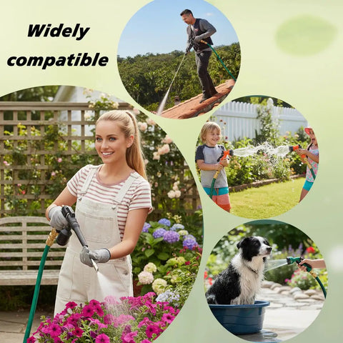 People and pets using Two Pack Brass Garden Hose Quick Release Fittings Kit For Easy Water Connection Leak Proof And Durable Connectors
