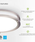 Features of 14 Inch Round Flush Mount Ceiling Light With 3 CCT Dimmable LED Energy Star ETL Listed 21W 1675 Lumens 120V