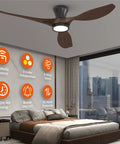 Pretty Sweet 52 Inch Ceiling Fan With Bright Led Lights And Wireless Remote Control in a modern bedroom setting.