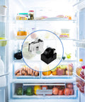 Inside fridge with 4 Pack Fridge Starter Relay And Overload Protector Kit For LG Refrigeration in focus