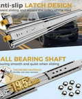 Beefy 500 Lb Drawer Slides With Lock Side Mount Runners 76mm Wide Heavy Duty Steel Tracks Perfect For Tool Chests Generator Trays And Truck Bed Storage Sturdy 1 Pair, 19.52mm steel ball bearing slide