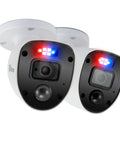 Outdoor Analog CCTV Camera Two Pack With 1080p Full HD Video And Police Style Red And Blue Flashing Lights That Deter Crime