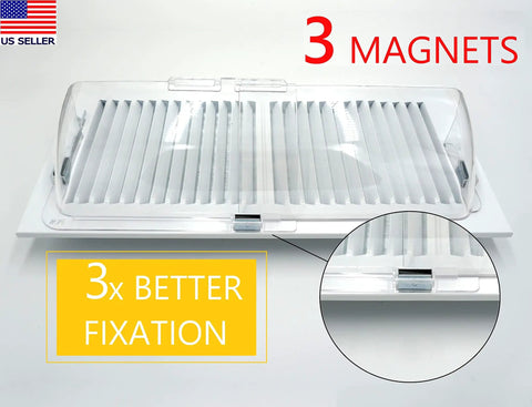 Adjustable Magnetic Heat And Air Deflector For Vents 2 Pack - Heavy-Duty 3-Magnet Design, close-up of deflector with magnet detail.