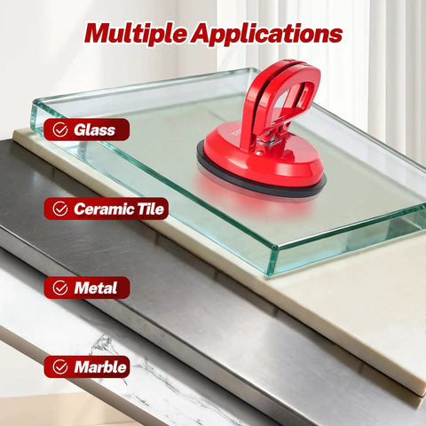 100 Lb Aluminum Glass Suction Cup With Locking Handle Heavy Duty Vacuum Lifter For Moving Tile Marble Panel Door Window Installer Tool on glass surface.