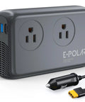 300W Car Power Inverter With Pure Sine Wave 60W PD USB C 2 USB A Ports And Dual 110V AC Outlets Vehicle DC 12V To 110V Inverter With XT60 Cable Built For Road Trips showing ports and XT60 cable