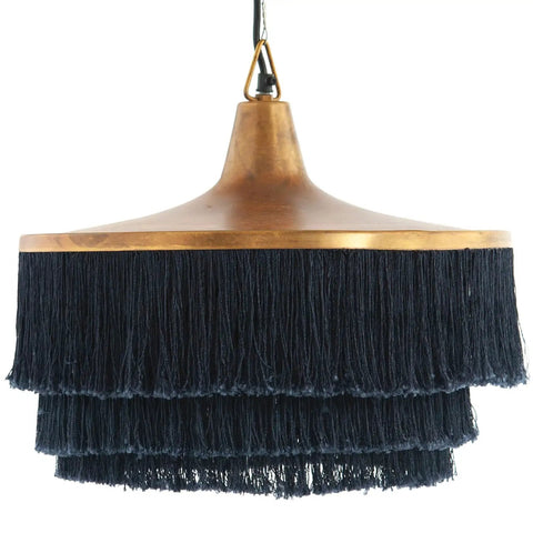 Metal Fringe Pendant Light With Three Tiers For Dining Or Kitchen, Mid Century Modern Glam Hanging Ceiling Fixture, Tassel Fringe Decor