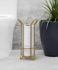 Gold Free Standing Toilet Paper Holder With Storage Modern Minimal Design For Mega Rolls Bathroom Tissue Organizer Must Have