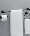 Matte Black 3 Piece Bathroom Hardware Set With 24 Inch Towel Bar, Towel Ring, And Toilet Paper Holder For A Dope Modern Or Vintage Style Bath Kit