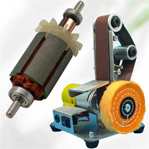 Durable Multifunctional 304 Stainless Steel Vertical Electric Belt Sander, Pure Copper Motor Polishing And Sharpening Machine close-up of motor and belt system