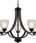 Large 24 Inch Modern 5 Light Chandelier With Frosted Alabaster Glass Shades In Oil Rubbed Bronze Finish Transitional Hanging Light Fixture