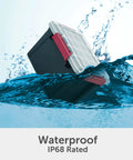 Rugged 5 Gallon Waterproof Storage Bin With Tight Gasket Seal And Heavy Duty Latches, floating in water with IP68 rating