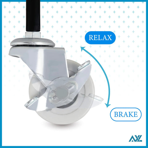 Front view of 2-inch PVC swivel caster wheel with locking brake and M8x15mm threaded stem