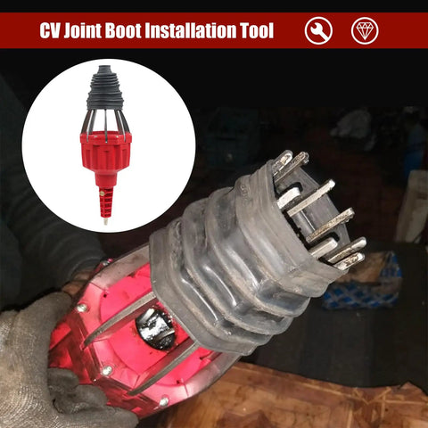 Universal Pneumatic CV Joint Boot Installation Tool Kit with Expander Rod shown in use during auto repairs
