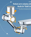 Faucet Extender With 1080 Degree Swivel Sprayer Attachment For Kitchen And Bathroom Universal Fit Water Nozzle with arrows showing rotation.