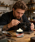 Man using Phone Screen And Camera Lens Scratch Remover Paste 30ml Quick Fix With Fast Action For Photographers on camera