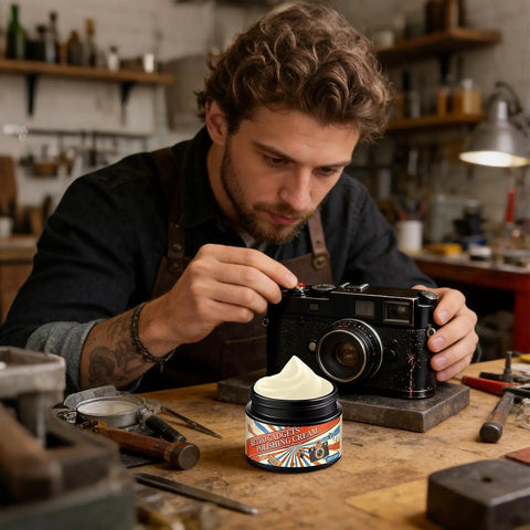 Man using Phone Screen And Camera Lens Scratch Remover Paste 30ml Quick Fix With Fast Action For Photographers on camera