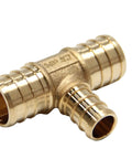 Brass Reducing Tee Pex Crimp Fittings 3/4 By 3/4 By 1/2 Inch Lead Free DZR Brass Clamp Compatible PEX System for DIY Pros