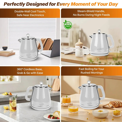 1.8L All Stainless Steel Electric Kettle For Fast Boil, BPA Free Tea Kettle With 1350W, Auto Shutoff And Boil Dry Protection