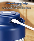 USB fast charging port on Upgrade Electric Garlic Chopper With Six Stainless Steel Blades Portable Mini Food Processor.