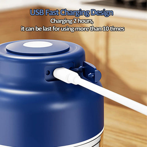 USB fast charging port on Upgrade Electric Garlic Chopper With Six Stainless Steel Blades Portable Mini Food Processor.