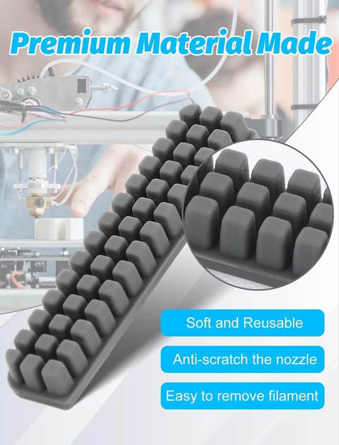 Close-up of soft reusable silicone brushes in 6-Piece Silicone Nozzle Brush Kit For A1 3D Printer Hotend Cleaning Tools Heat-Resistant