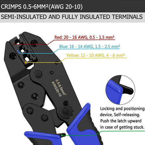 Ratcheting Wire Terminal Crimping Tool Kit With 800 PCS Wire Connectors, showing adjustable ratchet and color-coded terminals.