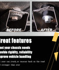 Before and after installation of Beef Up Your Ride With This Billet Aluminum Body Mount Bushings Kit For Camaro Nova Chevy II