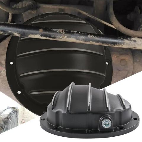 Rear Differential Cover For 10-Bolt Diffs With 8.5 Inch And 8.6 Inch Ring Gear, Fits Chevy GM Silverado 1500 Buick 1964 And Up, Black Die Cast Aluminum Cover With Girdle Gasket, Bolts, Drain Plug.