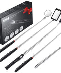 Magnetic Telescoping Pickup Tool Set With 15 Lb And 1 Lb Pickup Rods, Round And Square 360 Degree Swivel Mirrors, LED Light packaging